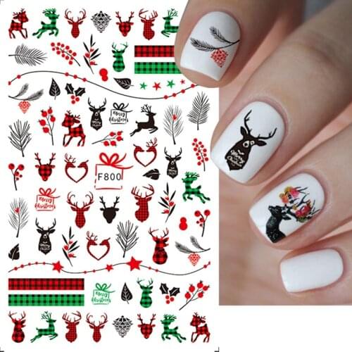 Newest Merry Christmas 3D Nails Sticker Winter Snowflake Elk Xmas Trees Cartoon Adhesive Sliders Nail Art Accessories Decals