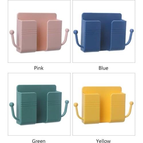 Wall Mounted Mobile Phone Holder Multifunction Case Organizer Storage Air Conditioner TV Box Remote Control USB Charging Stand