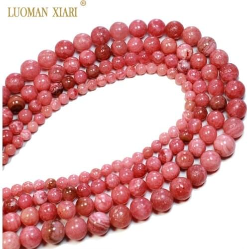 Wholesale Red Round Natural Stone Beads Argentina Rhodochrosite For jewelry Making DIY Bracelet Necklace 6/8/10/12MM Strand