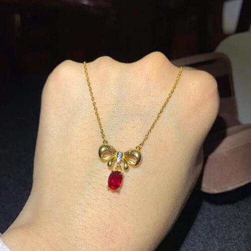 Natural And Real Ruby necklace pendant S925 sterling silver Natural real ruby Pendant