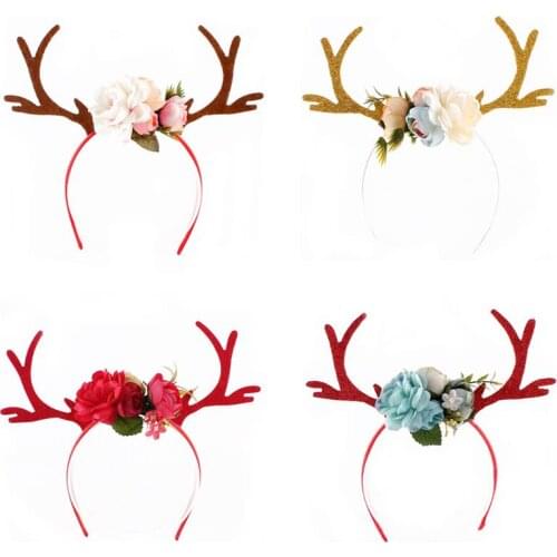 Fasion 4pcs kids reindeer christmas hair accessories deer antler hearband DIY Christmas festival Party deer horns headbands