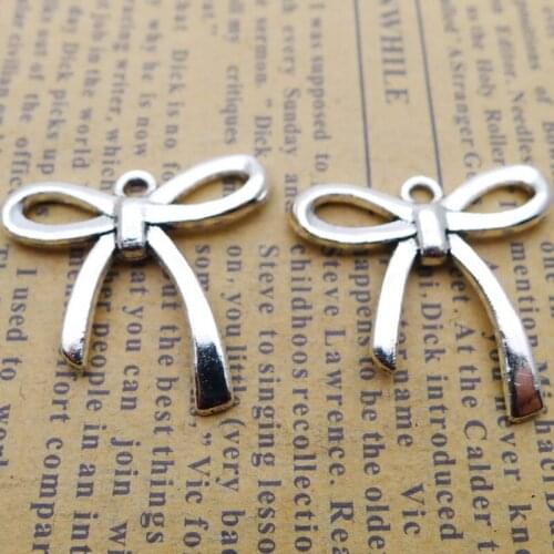 RAINXTAR Fashion Alloy Vintage Bowknot Charms Fit Necklaces Earrings 24*25mm 20pcs AAC219