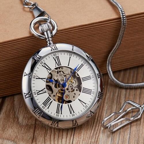Luxury Gold Automatic Mechanical Pocket Watch Retro Copper Watches Roman Numerals Fob Chain Pendants Men Women reloj de bolsillo
