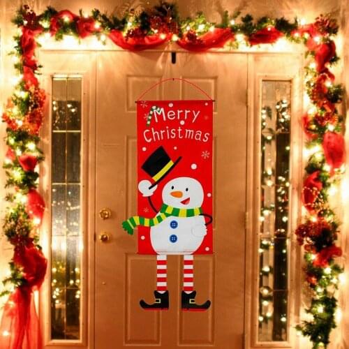 Christmas Themed Front Door Banner Hanging Decor Porch Sign Cloth Ornament Holiday Decoration