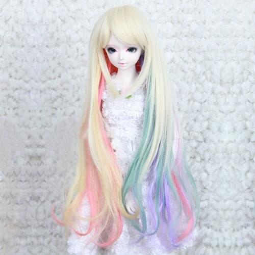 SD Dd1/3 1/4 1/6 bjd doll hair with light gold color gradient curly Hair and Fiber high temperature fiber doll wig
