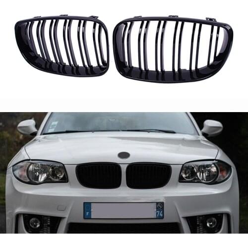 Car Styling Dual Slats Front Kidney Grille Grill Replacement For BMW E81 E87 E82 E88 120i 125i 128i 130i 135i 1 Series 2007-2011