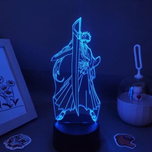 Bleach Light Anime Figure Kurosaki ichigo Shikai 3D Led Manga RGB USB Night Lights Birthday Cool Gifts Bedroom Table Decoration