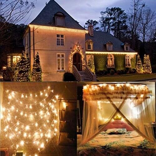Plug-in Glowing Flashing LED Christmas String Lights Lamp Holiday Home Party Wedding Birthday Decoration