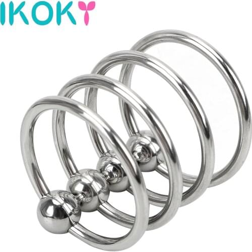 IKOKY Delay Training Ring 30/33/35mm Foreskin Resistance Ring Cock Rings Penis Ring Stainless Steel Delayed Ejaculation