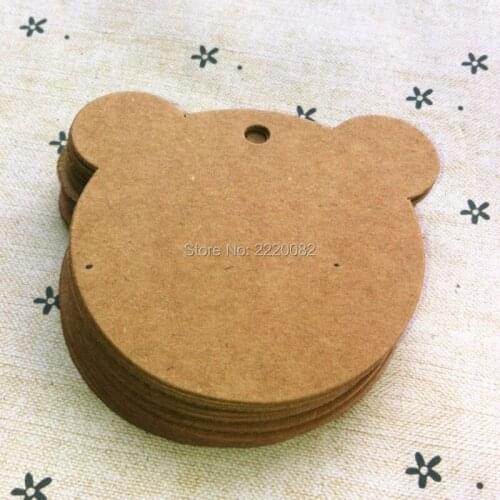 In stock 6x6cm bears head shape blank tag 350gsm craft paper 200 pcs a lot/paper card hang label