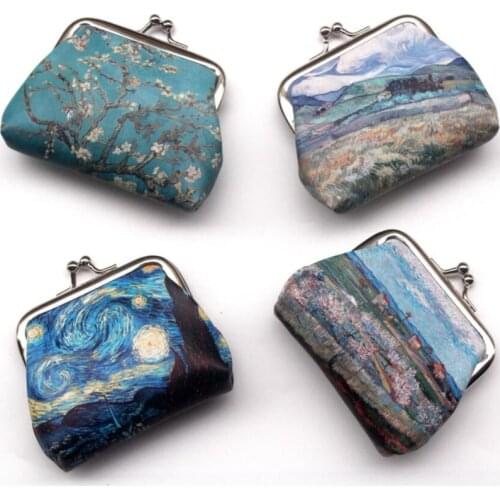 Vintage Women Printing Coin Purses Girl Hasp Zero Wallet Ladies Clutch Change Purse Female Mini Money Bag PU Leather Wallet