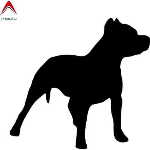 Aliauto Funny Lovely Car Sticker Pit Bull Dog Silhouette Decoration Vinyl Waterproof Sunscreen Decal Black/Silver,14cm*13cm