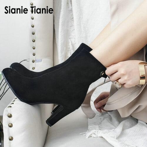 Sianie Tianie 2020 fashion high heel shoes woman pumps booties ankle boots for lady winter womens boots extra large size 46 47