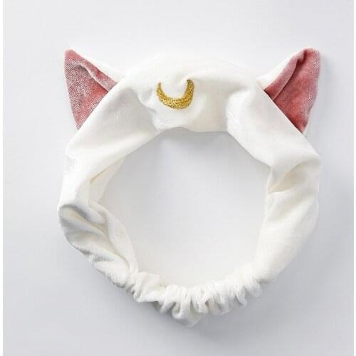 Women Cartoon Anime Sailor Moon Headwear Cute Luna Cat Hair Clasp Hairlace Cosplay Snood Hairband Girl