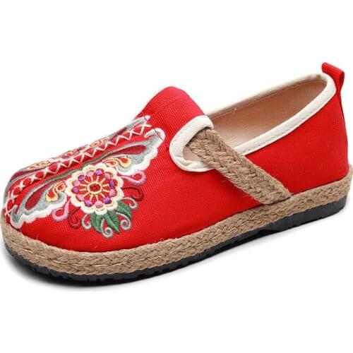 YourSeason Women Retro Embroider Shoes 2020 Casual Round Toe Leisure Concise Ladies Canvas Flower Flats Chinese Style