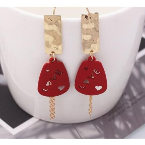 Hot Sale Letter LOVE Tassel Chain Drop Earrings For Women Korean Geometric Metal Dangle Earring Fashion Jewelry Girl Gift