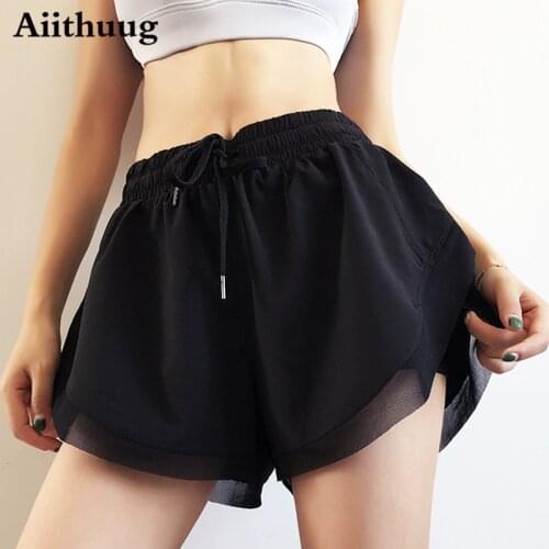 Aiithuug Womens Running Shorts Elastic High Waisted Shorts Mesh Sporty Workout Shorts Quick Dry Athletic Shorts Pants Yoga