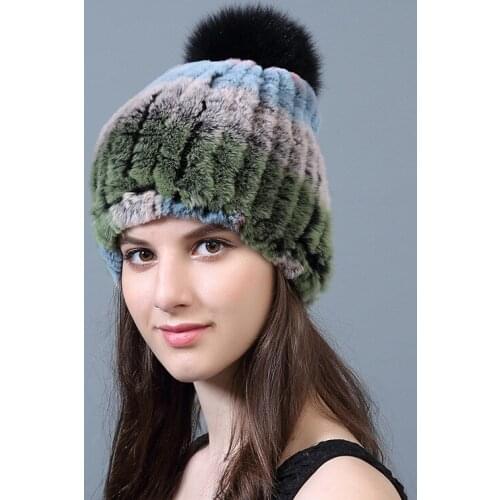 Women Warm Fur Hats Natural Rex Rabbit Fur Caps Fashion Winter New Female Casual Beanies for Adults
