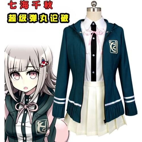 Anime Danganronpa Chiaki Nanami Cosplay Uniform Jacket Shirt Wigs Bag Shoes For Women Cosplay Costume Halloween suit dress