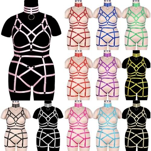 Sexy Lingerie Plump Female BDSM Choker Straps Harness Set Fashion Leg Garter Belt Woman Body Bondage Gothic Punk Rave Suspenders