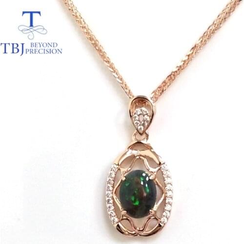 TBJ ,925 sterling silver opal pendant natural gemstone oval 6*8mm simple design fine jewelry for woman anniversary or daily wear