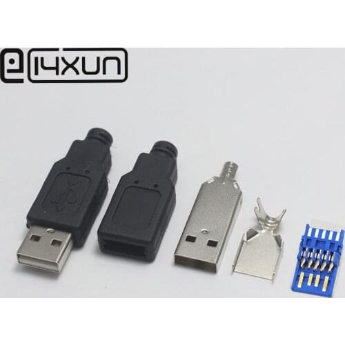 1sets DIY USB 3.0 Male Connector USB Jack Soldering Type Line Tail Socket 3 in 1 High Speed USB 3.0 Jack Male Charging Socket