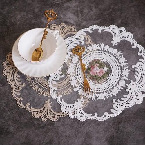 1Pcs for Dining Table Embroidery Craft Placemat European Style Lace Insulation Plate Mat Anti-scald Coaster Table pads