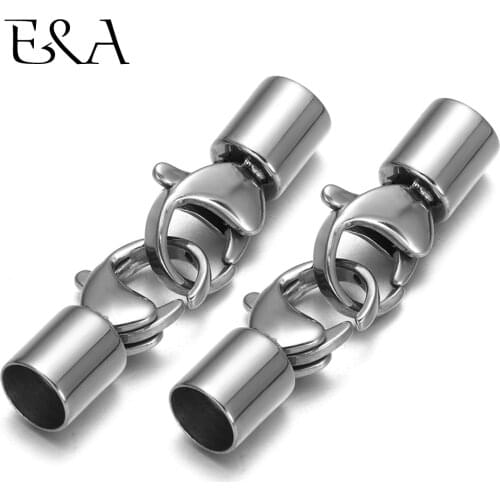 2Sets Stainless Steel Lobster Clasp 6mm Hole Size Closure for DIY Leather Bracelet Clasps Jewelry Making Accessories