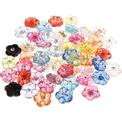 50 Pieces Acrylic Resin Rhinestone Clear Colorful Buttons Sewing Supplies