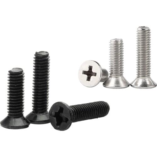 50x M1.2 M1.4 M1.6 M2 M2.5 M3 M3.5 M4 Mini Micro Small Black 304 Stainless steel Cross Phillips Flat Countersunk Head Screw Bolt