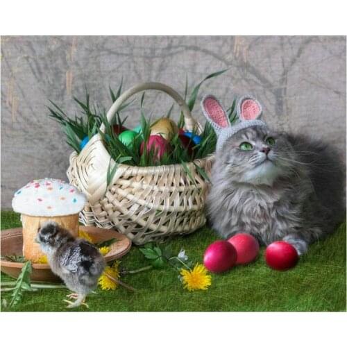 5D Diy Diamond Painting Mosaic Art Needlework Cat and chick Picture Of Rhinestone Cross Stitch Kit Square Diamond Embroidery