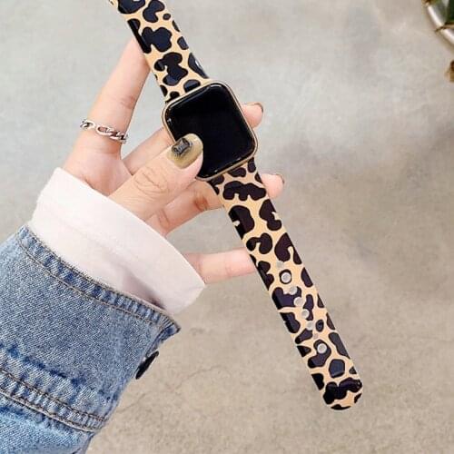 Glossy Leopard Print Wristband For Apple Watch 38 40 42 44mm For iWatch 4 Series 1 2 3 4 5 6 Wristband accessories