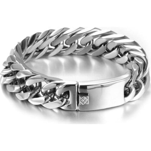 7"-10" Choose Charm 316L Stainless Steel 15MM Silver Color Cuban Curb Link Chain Mens Boys Necklaces or Bracelet Hot Jewelry