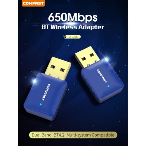 CF-726B 650Mbps Bluetooth-compatible 4.2 Dongle Transceiver RTL8821CU USB Wireless Network Card For PC Laptop Win XP/7/ 8/10