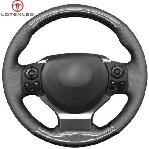 LQTENLEO Black Leather Carbon Fiber Steering Wheel Cover For Lexus CT200 IS200t IS250 IS300 IS350 NX200 NX200t NX300 RC200 RC2