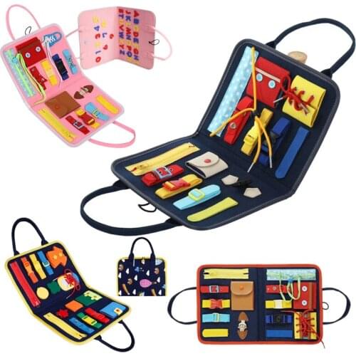 Baby Skills Training Board Felt Toy Busy Board Button Game Math Learning Basic Life Skills Training Montessori Educational Toys