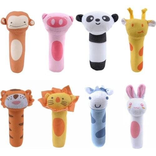Baby Rattle Toys Plush Baby Cartoon Bed Toys Educational Toys Rabbit Panda Hand Bells Mobiles Cute Baby Toys