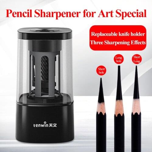 Tenwin Sketch/Charcoal/Pencils Electric Pencil Sharpener Plug-in Power Long/Short Hole Switch Automatic Pencil Sharpener 8039