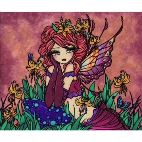 Full Square Round Drill 5D Diy Diamond Embroidery Lily Fairy Cross Stitch Kits Girl Room Decoration Wall StickersZP-4301