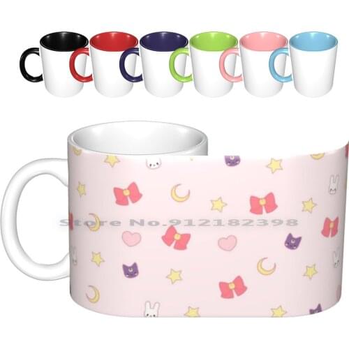 Moon Bunny Ceramic Mugs Coffee Cups Milk Tea Mug Tsukino Usagi Bishoujo Senshi Sailor Senshi Sailor Scouts Luna Kitty Cat Bunny