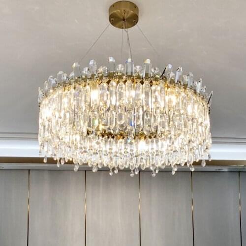 Round Design Luxury Crystal Chandelier Modern Foyer Lights AC110V 220V Bedroom Cristal Luminaire Suspendu