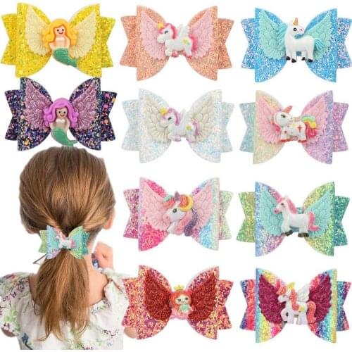 Bulk 24pc/lot 3" Glitter Angel Wings Hair Bows with Clip Glitter Wings Hair Bows Hairpin Girls Princess Hair Clip Bowknot Clip