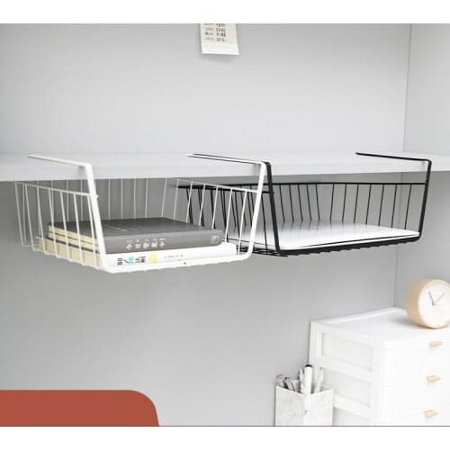 [Buy 1 get 1] Multipurpose Hanging Under Shelf Storage Basket Cabinet Organizer Home Iron Desk Cabinet Sundries Storage