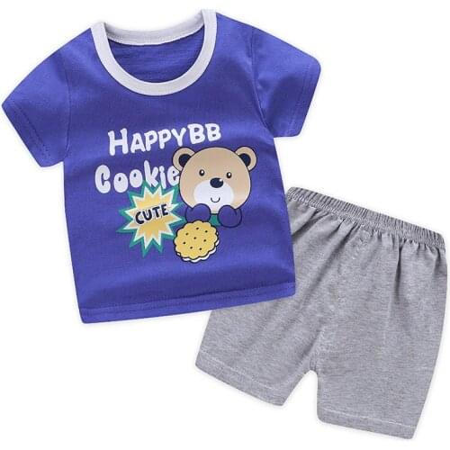 2019 summer new short-sleeved shorts suit Childrens sweat-absorbent breathable vest shorts two-piece Childrens Summer Cool Set