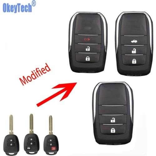 Okeytech 2/3 Buttons Modified Flip Remote Control Car Key Shell Fob Case For Toyota Reiz Corolla Camry RAV 2014 2015 Toy43 Blade