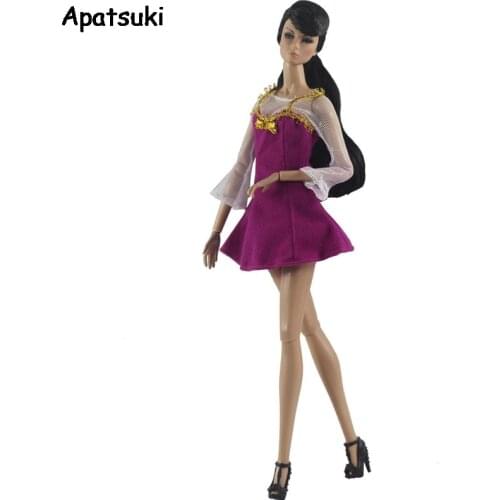 Fushia Fashion Doll Dress for Barbie Doll Clothes Short Dresses Dolls Outfits For 11.5" BJD Kid Toys 1/6 Dolls Accessories