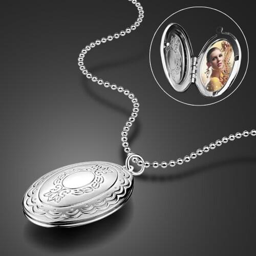 Fashion Personality DIY photo Box pendant Necklace Women 100% 925 Sterling Silver Retro Jewelery Gift Free customized Photo