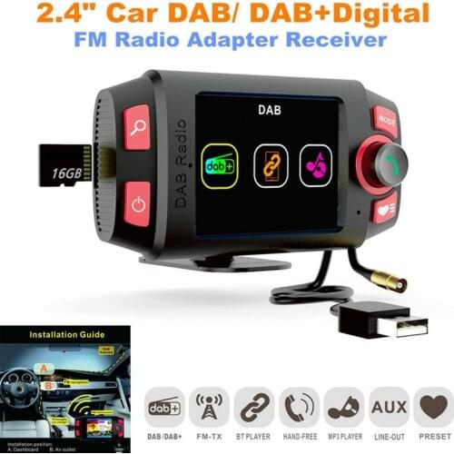 Novel-2.4Inch Car DAB+/DAB Radio Adapter FM Transmitter with Bluetooth Hands-Free and Music Playback Car Kit MP3 Player