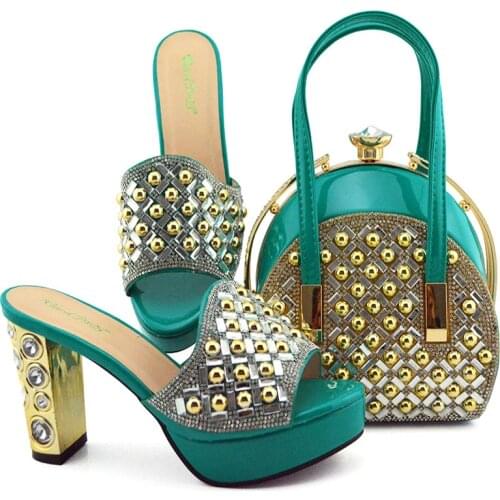 Newest Fashion italian shoes and bag set wholesale 2019 Purple color for wedding shoes and matching purse for women party