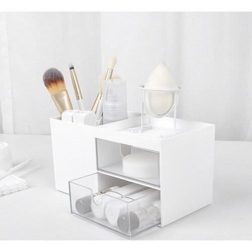 Solid Color Simple Desktop Storage Box School Office Plastic Drawer Stationery Orgaizer Large Capacity Pen Holder Organizer